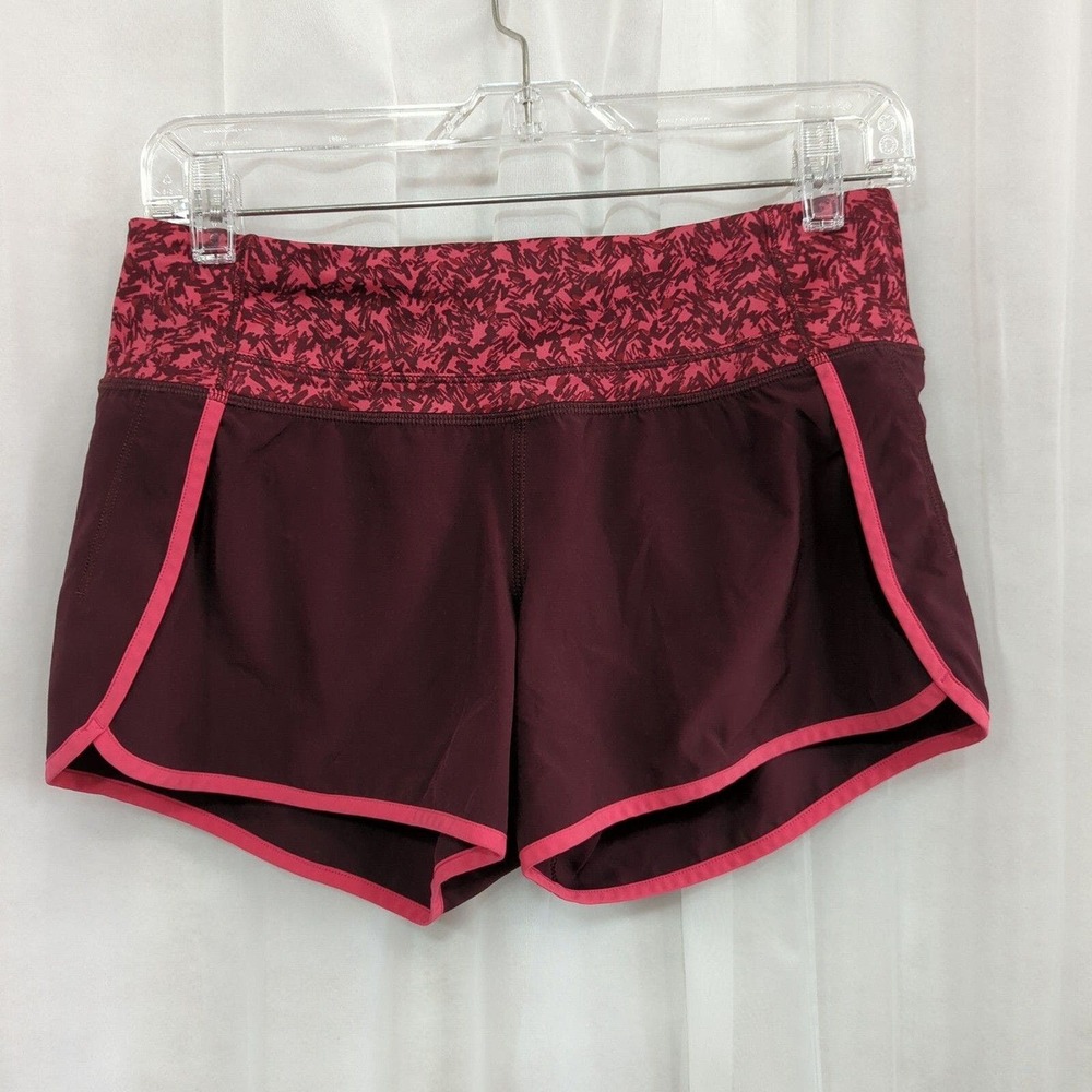 Lululemon Speed Short Womens Size 4 Purple Pink Zip Pocket‎ 4" Lined